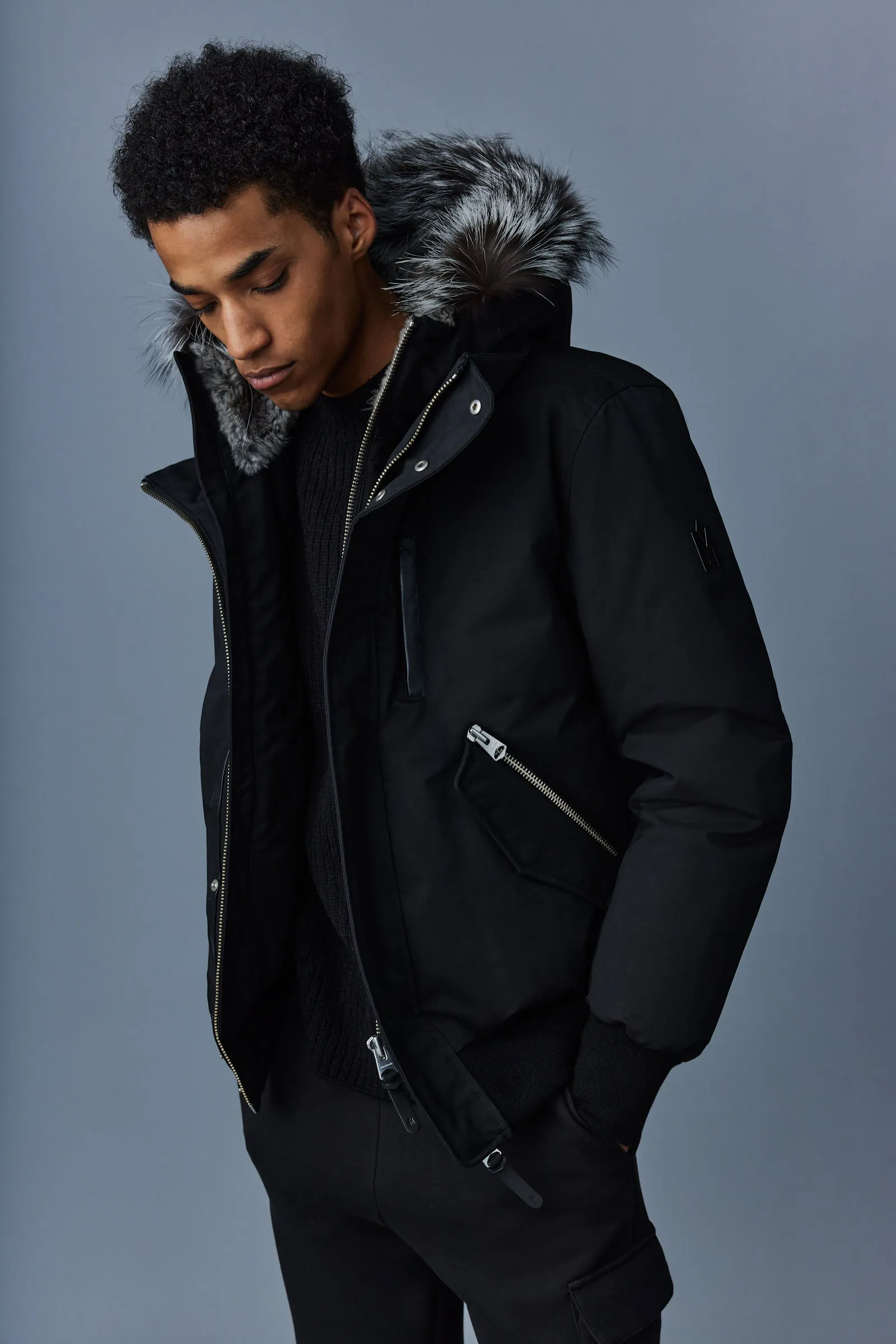 MACKAGE Dixon-x-blk/silver Hooded Down Coat Mens Apparel