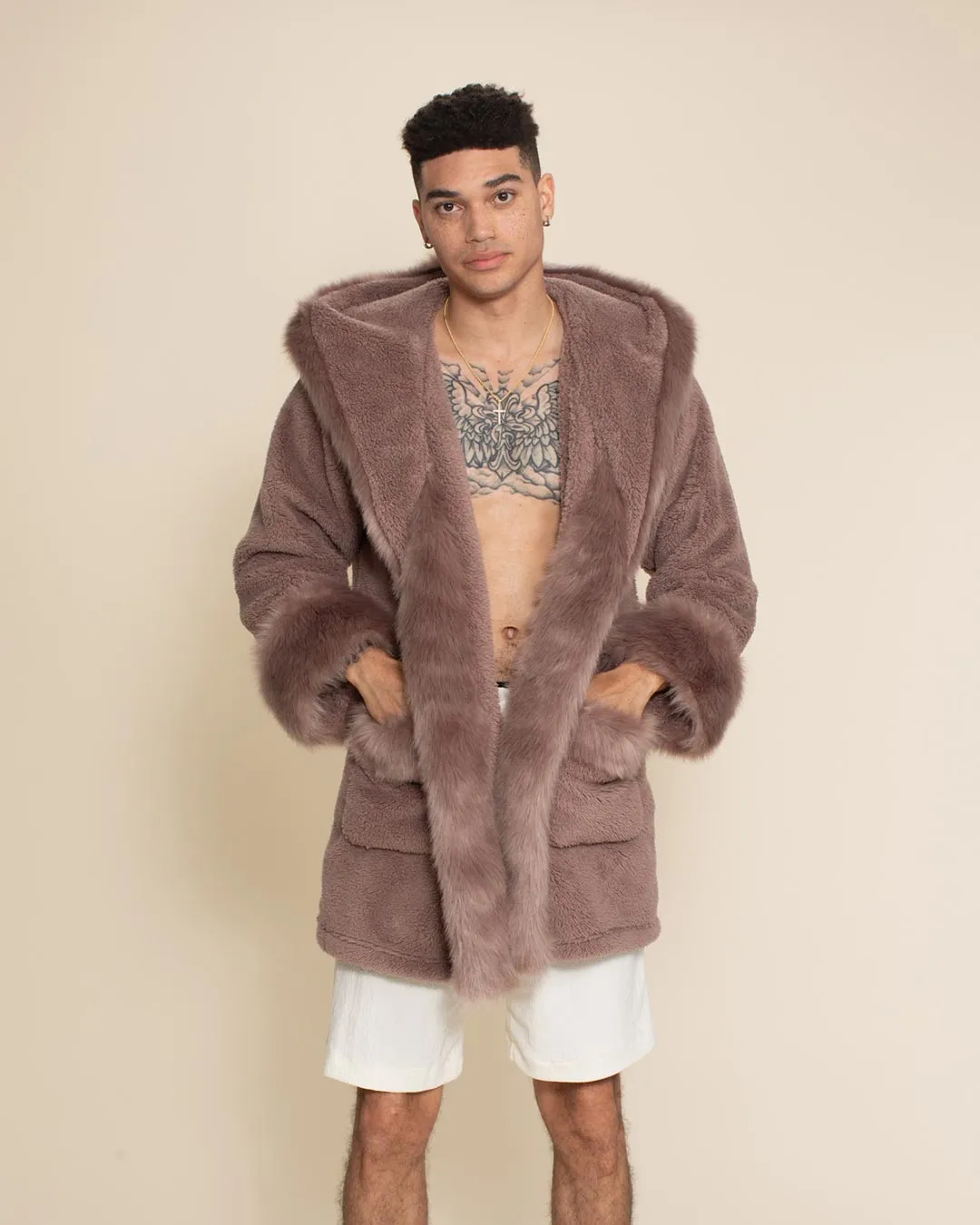 Mauve Cat Classic Short Collector Edition Faux Fur Robe | Men's