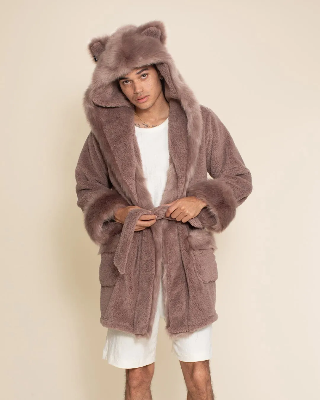 Mauve Cat Classic Short Collector Edition Faux Fur Robe | Men's