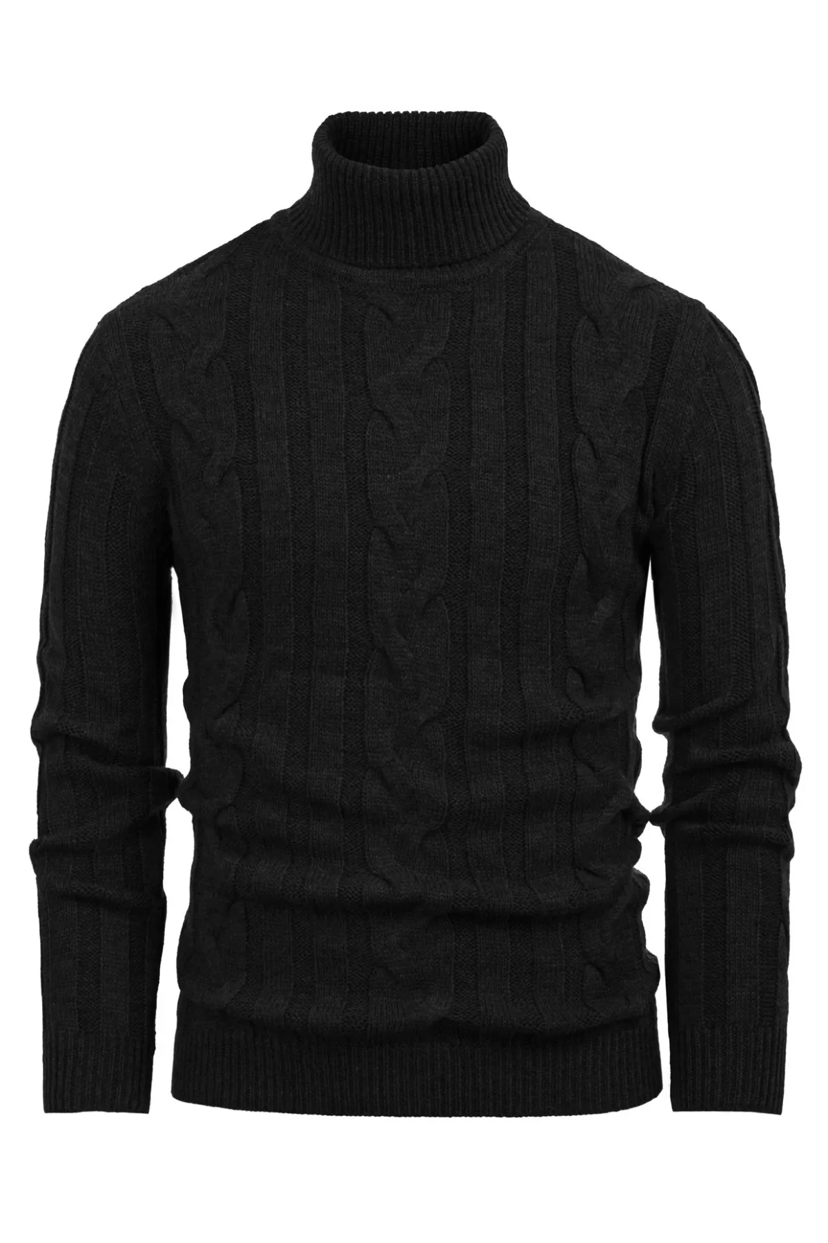 Men's Casual Turtleneck Sweaters Cable Knit Thermal Pullover Sweater