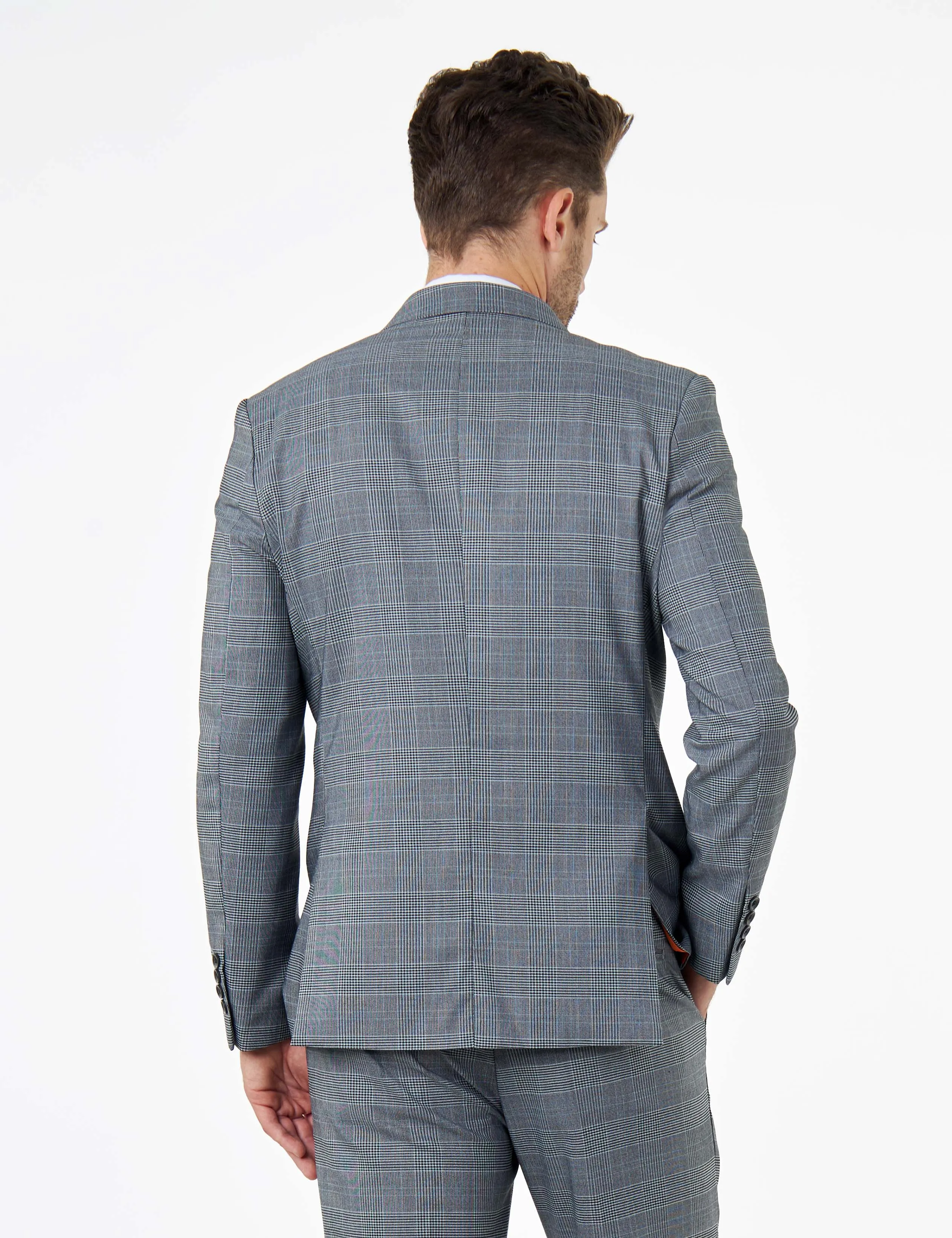 Mens Grey Price of Wales Check Tailored Fit Suit Jacket Blazer