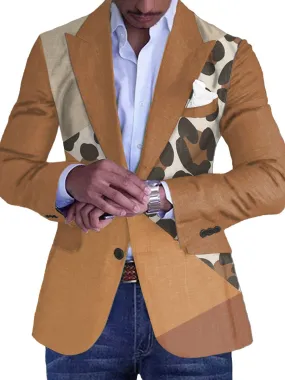 Men's Leopard Print Lapel Single-Breasted Retro Casual Blazer