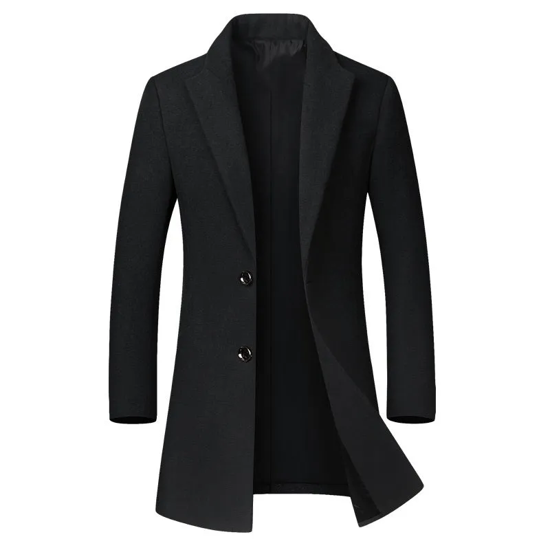 Men's Premium Fitted Long Wool Pea Coat