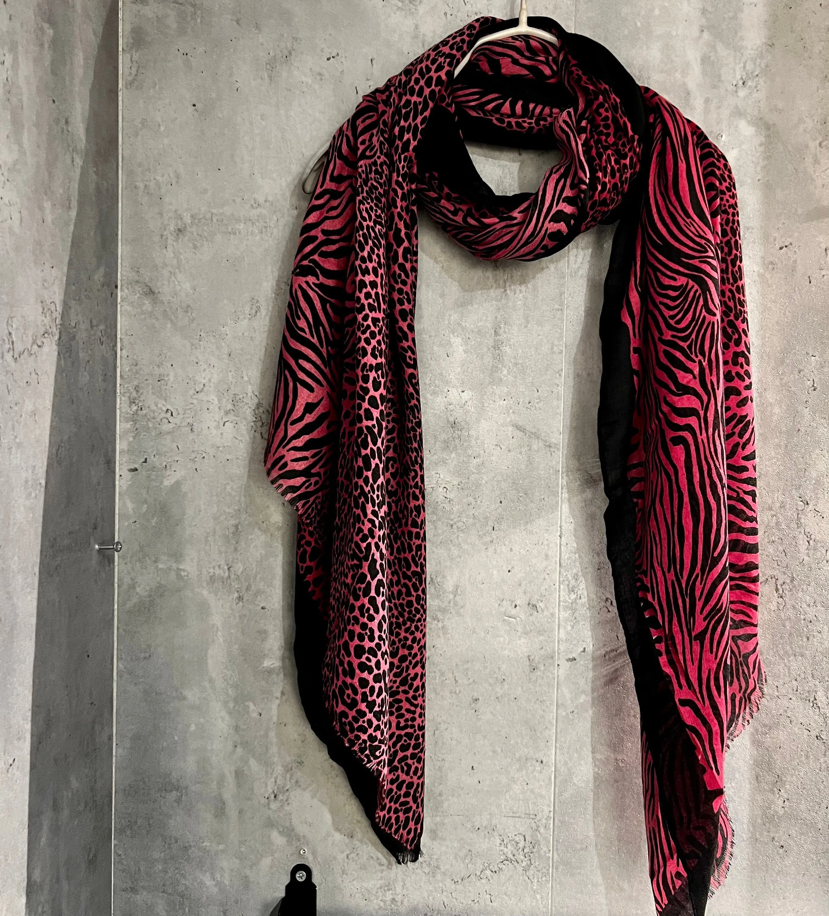 Micro Leopard X Zebra Pattern Pattern Pink Cotton Scarf/Summer Autumn Winter Scarf/Women Scarf/Gifts For Her Birthday Christmas/UK Seller