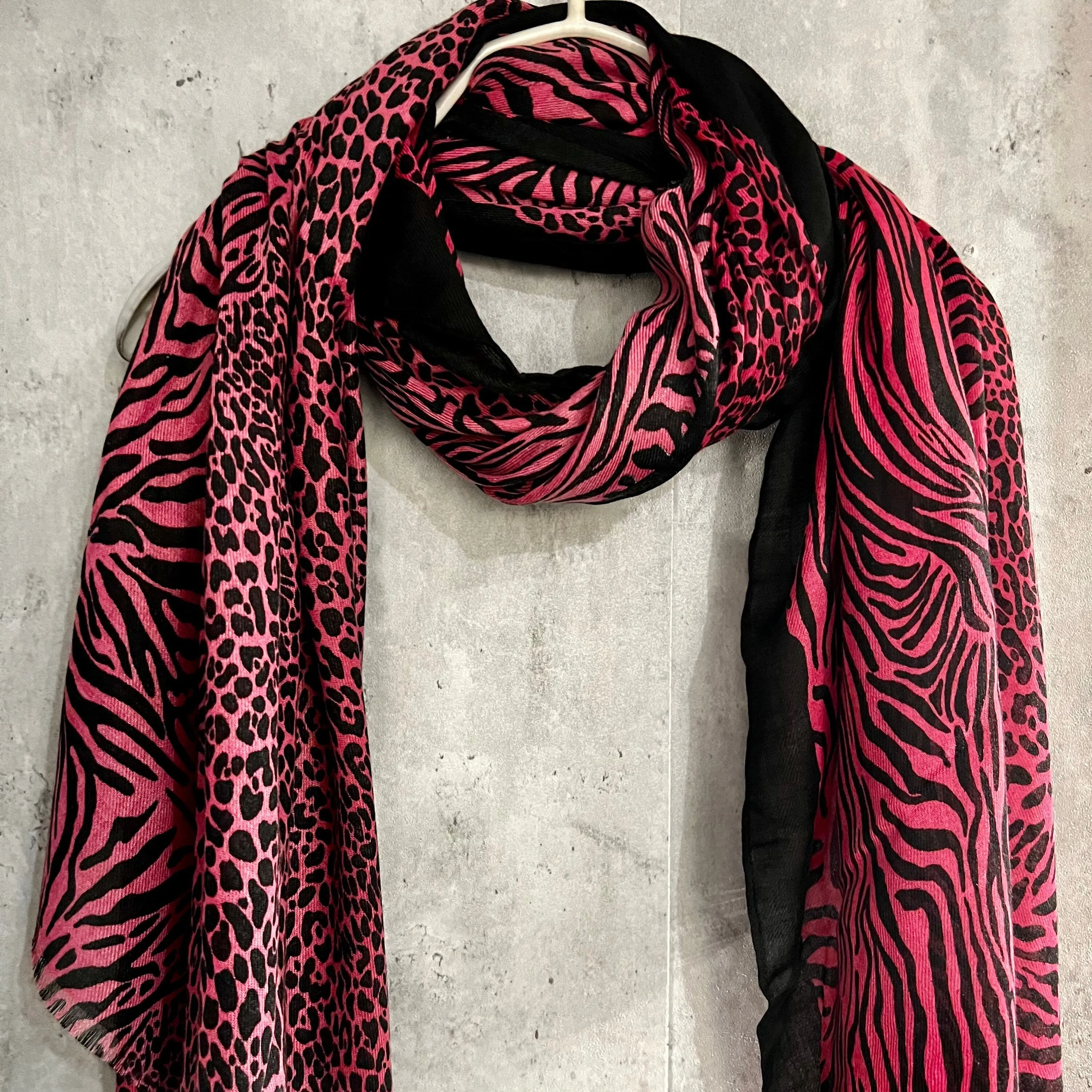 Micro Leopard X Zebra Pattern Pattern Pink Cotton Scarf/Summer Autumn Winter Scarf/Women Scarf/Gifts For Her Birthday Christmas/UK Seller