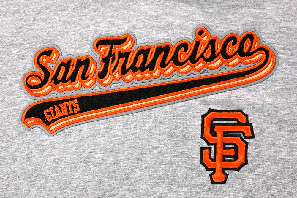 MLB SAN FRANCISCO GIANTS SCRIPT TAIL WOMEN'S RIB FLC CROPPED PO HOODIE (HEATHER GRAY/BLACK)