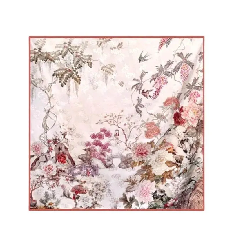 Mulberry Silk 14 Momme Square Scarf Radiant Floral 108x108 cm