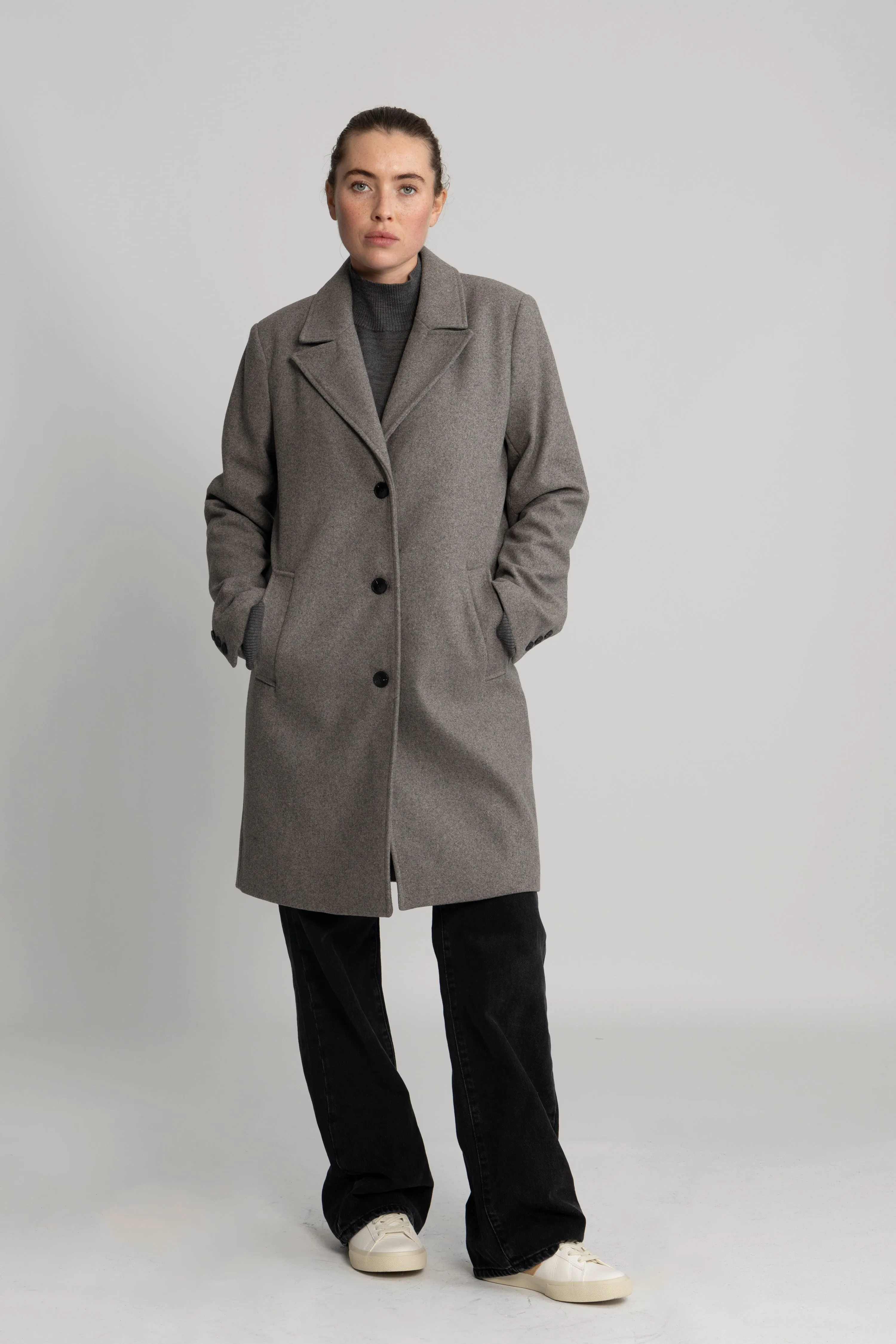 New Alma Wool Coat - Steel Gray Melange