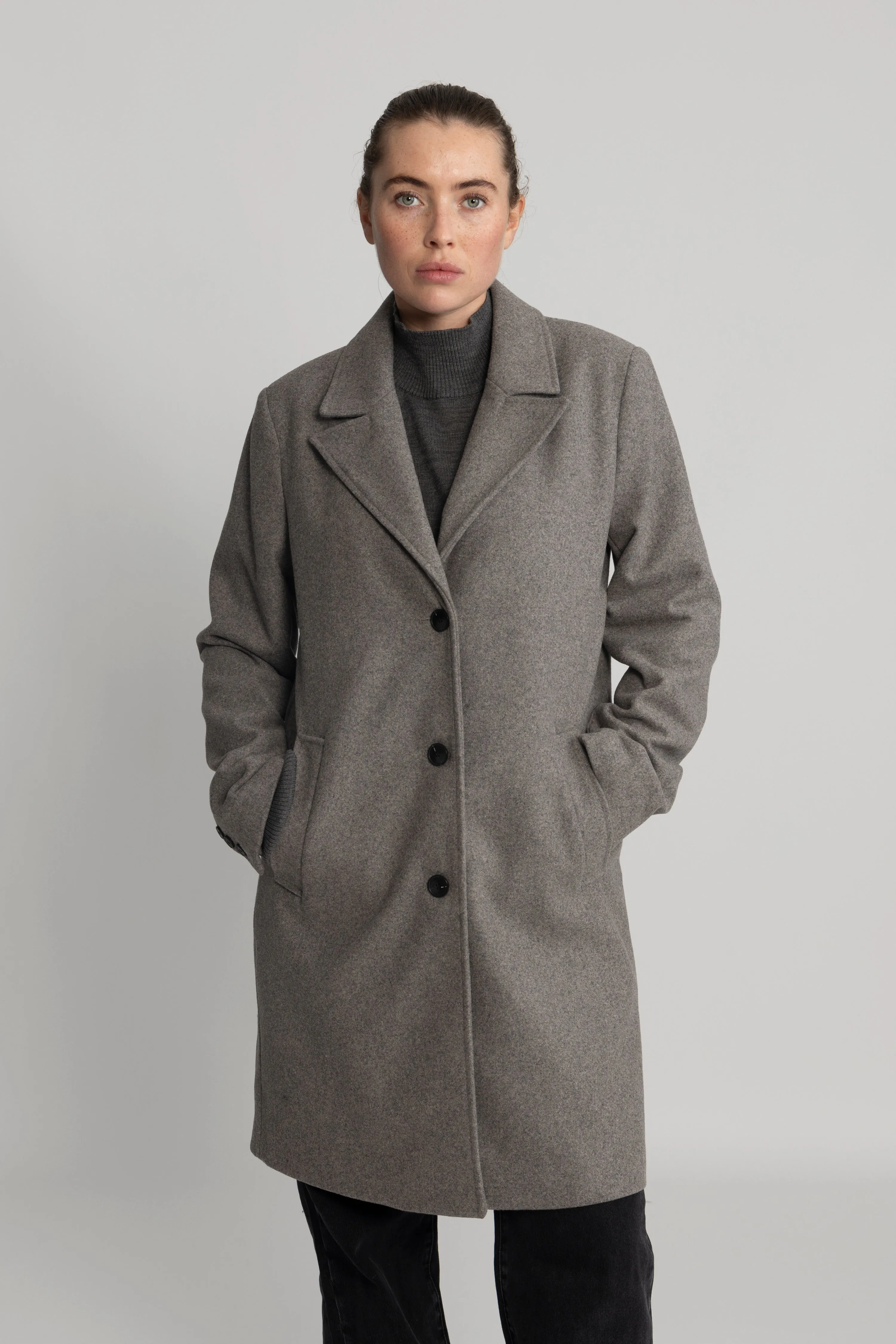 New Alma Wool Coat - Steel Gray Melange