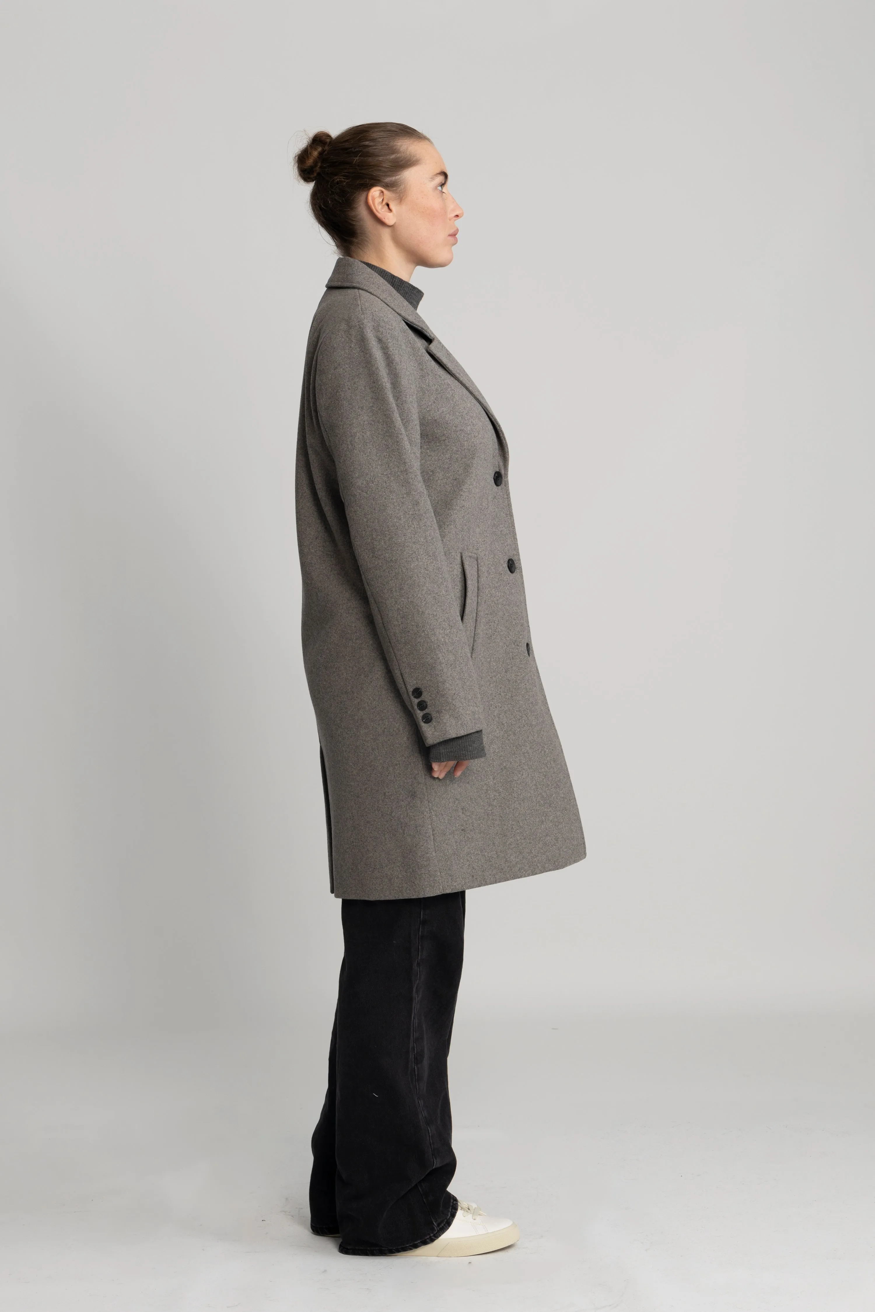 New Alma Wool Coat - Steel Gray Melange