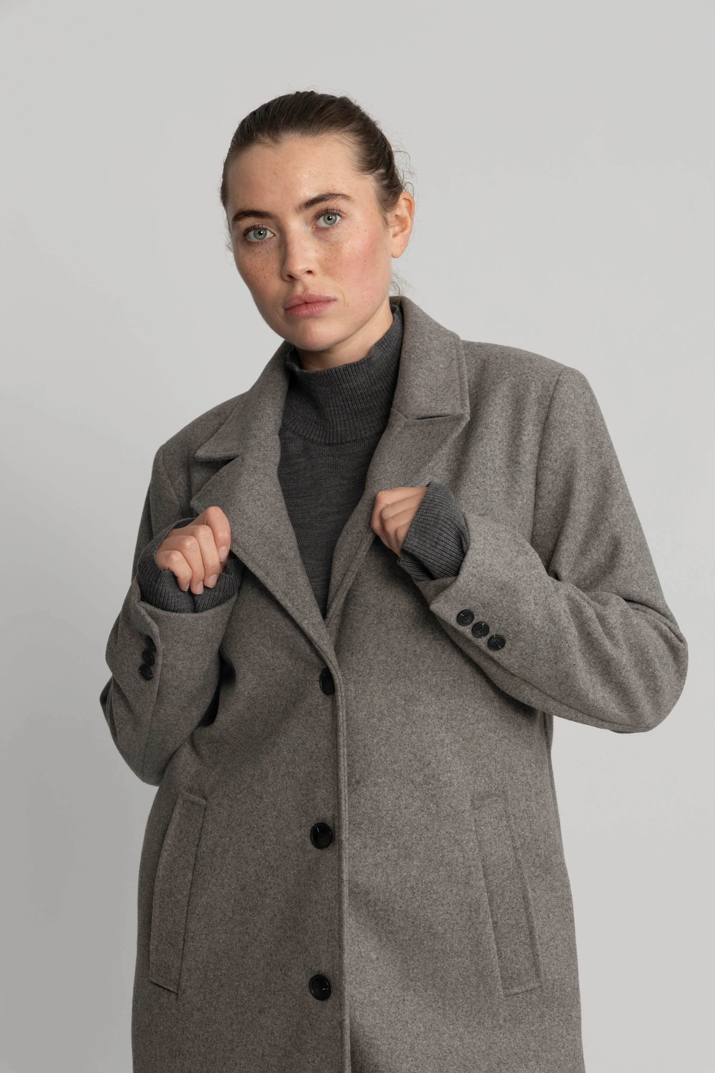 New Alma Wool Coat - Steel Gray Melange