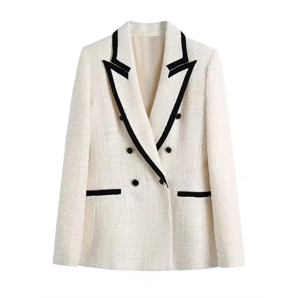 Office lady contrast color blazer for women