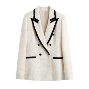 Office lady contrast color blazer for women