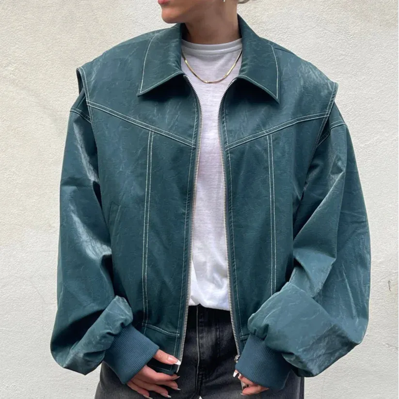 Oversized  Loose Stitch bomber Jacket motorcycle jacket