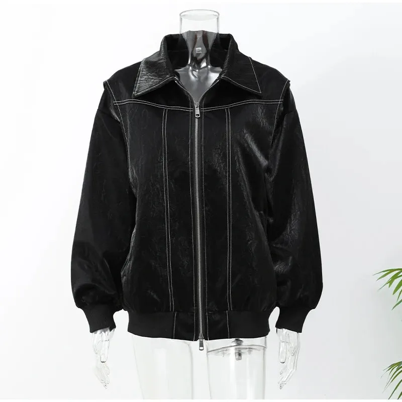 Oversized  Loose Stitch bomber Jacket motorcycle jacket