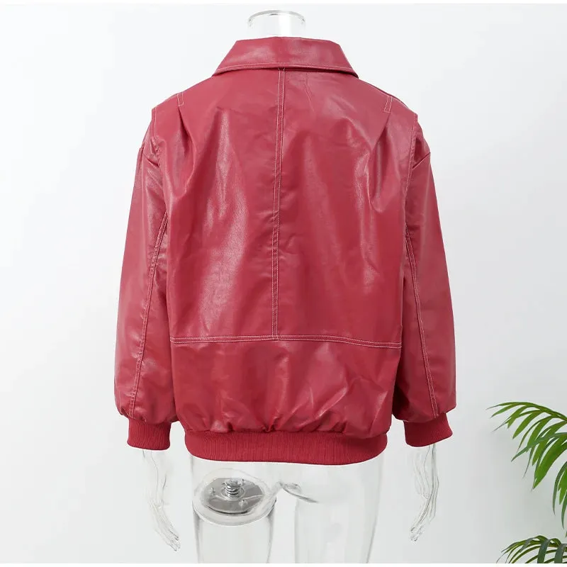 Oversized  Loose Stitch bomber Jacket motorcycle jacket