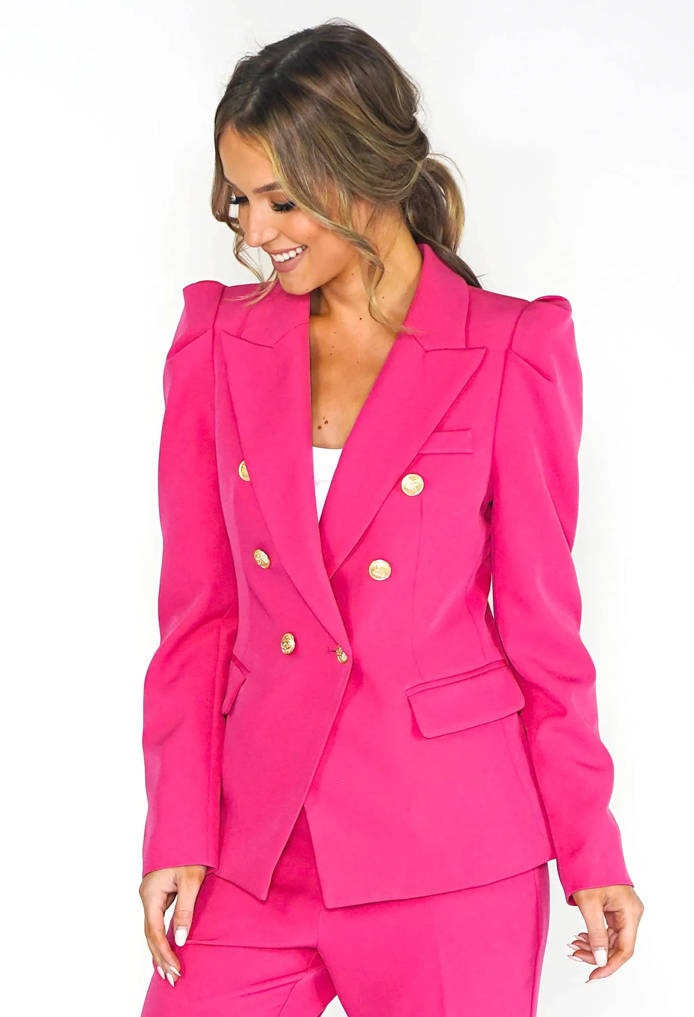 Pink PUFF SLEEVE BLAZER