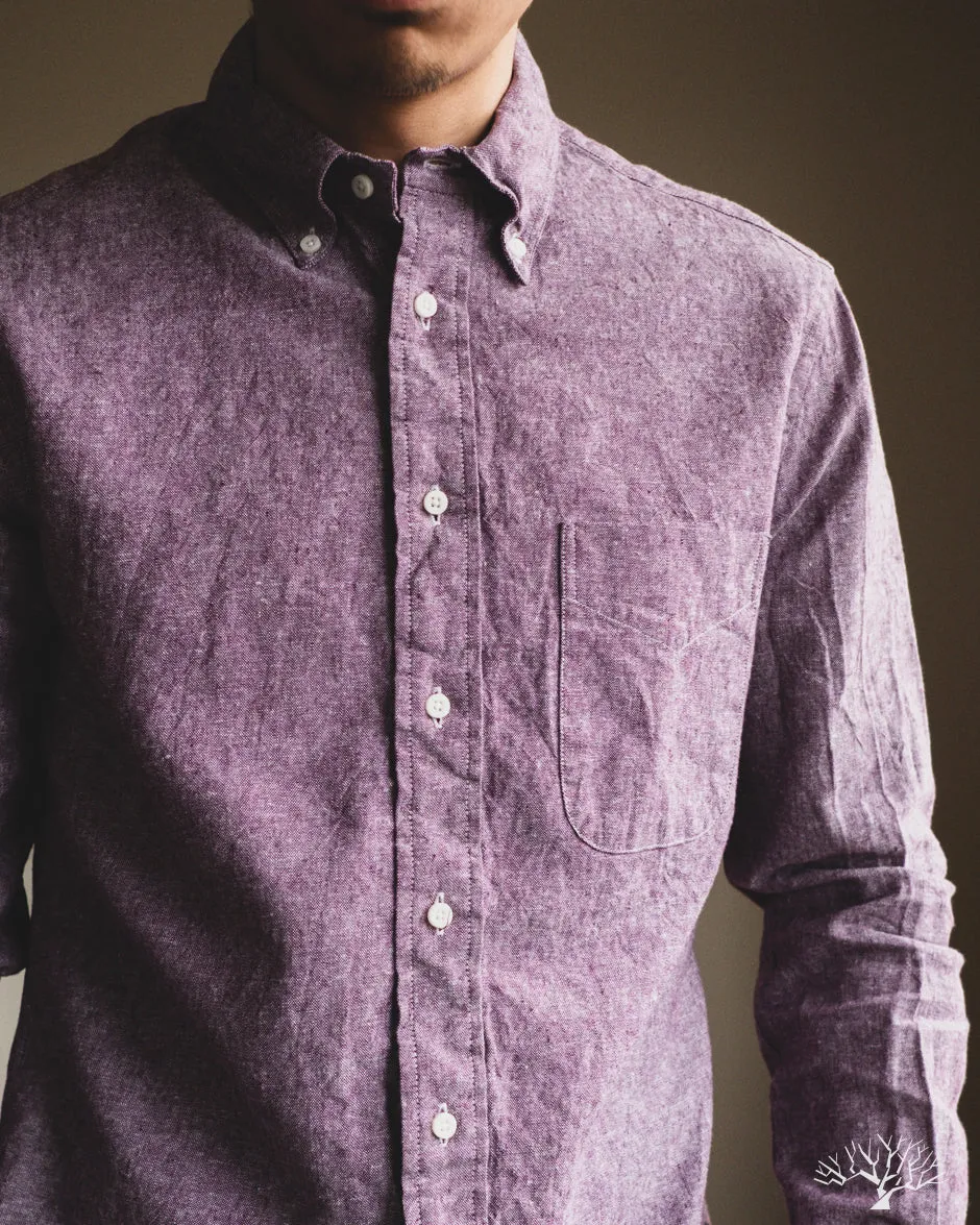 Purple Cotton/Linen Long-Sleeve Shirt