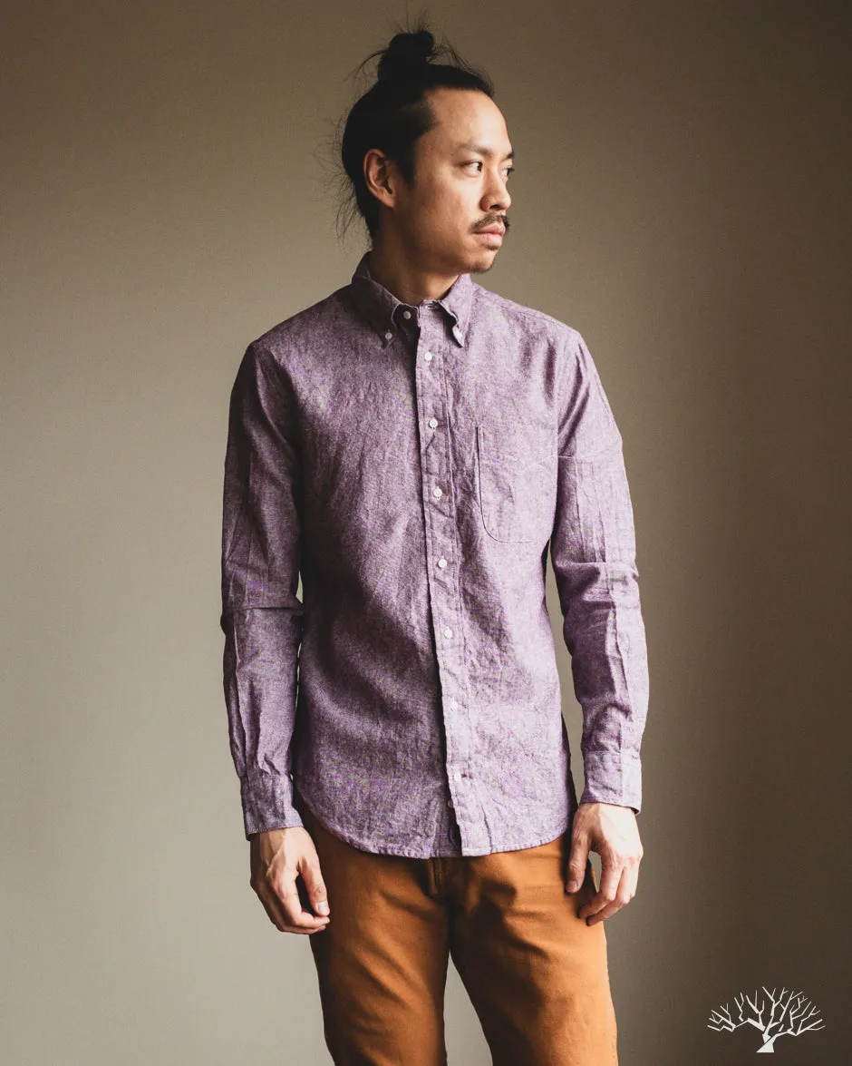 Purple Cotton/Linen Long-Sleeve Shirt