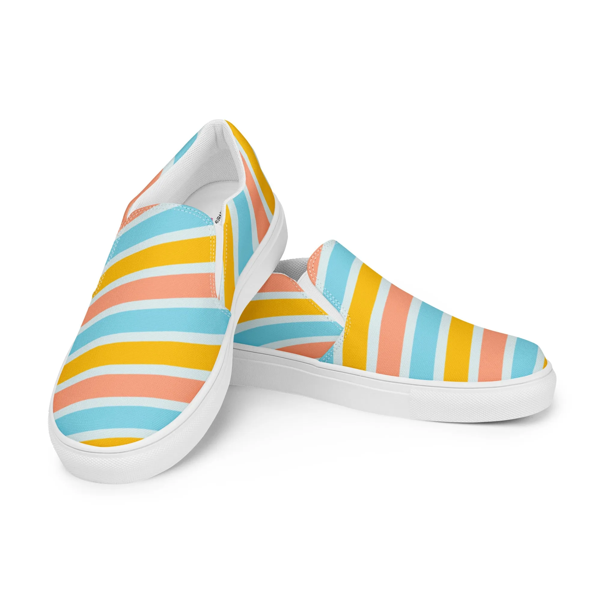 Rainbow Swirl Women's Sneakers, Gay Pride Rainbow Striped Print Women’s Slip-On Canvas Shoes (US Size: 5-12)