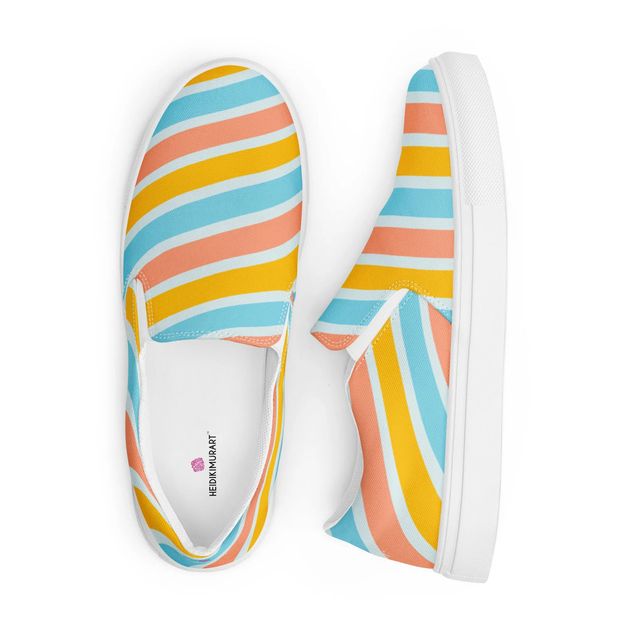 Rainbow Swirl Women's Sneakers, Gay Pride Rainbow Striped Print Women’s Slip-On Canvas Shoes (US Size: 5-12)