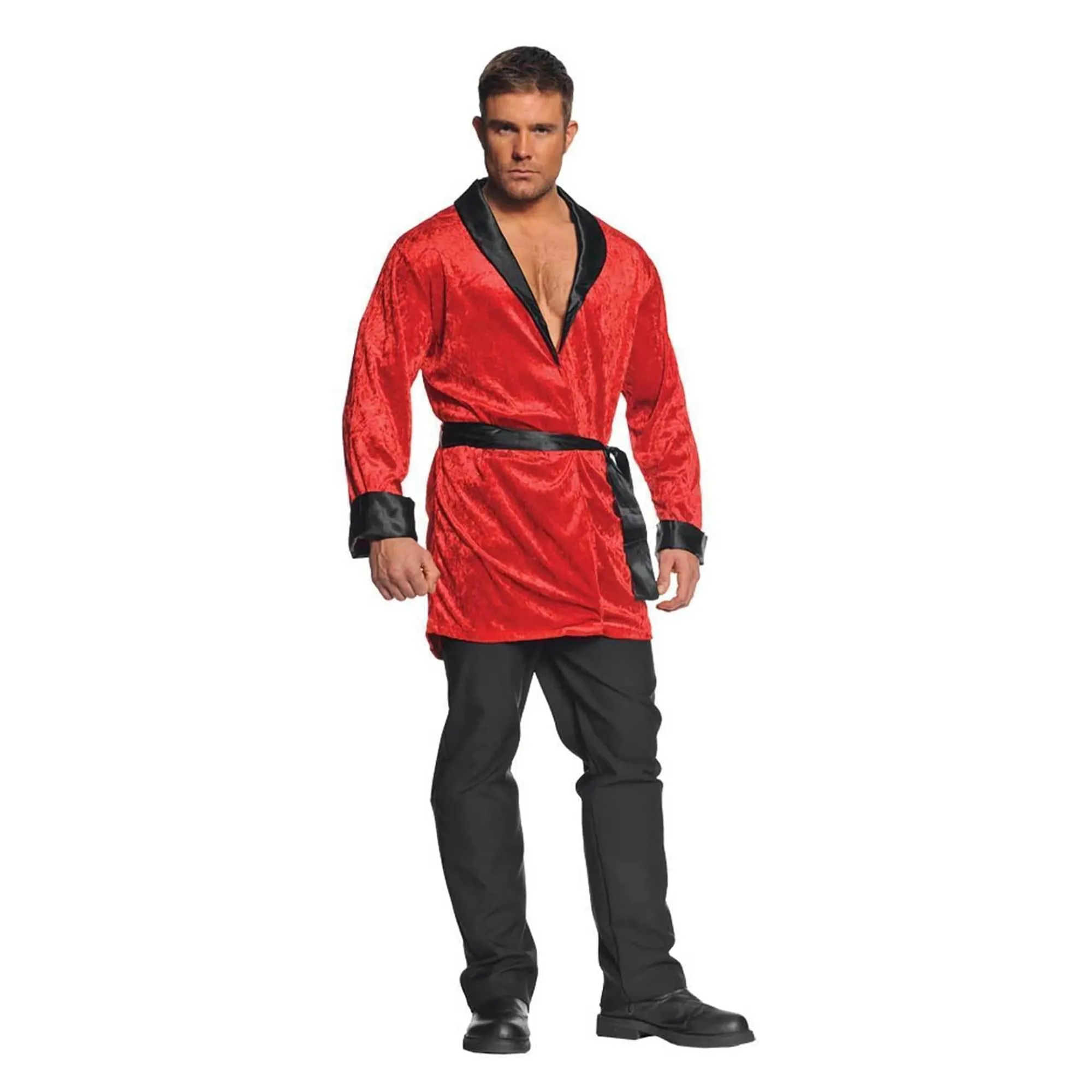 Red Velvet Men's Costume Smoking Jacket Robe