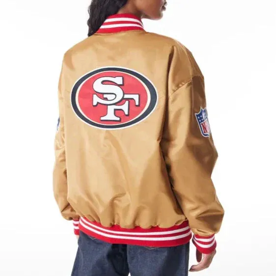 San Francisco 49Ers NFL Beige Satin Jacket For Men and Women