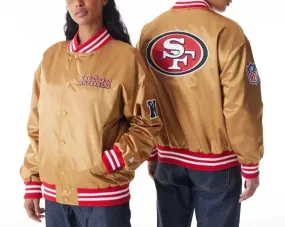 San Francisco 49Ers NFL Beige Satin Jacket For Men and Women