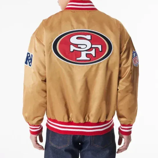 San Francisco 49Ers NFL Beige Satin Jacket For Men and Women