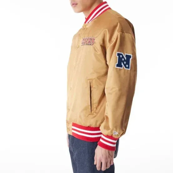 San Francisco 49Ers NFL Beige Satin Jacket For Men and Women