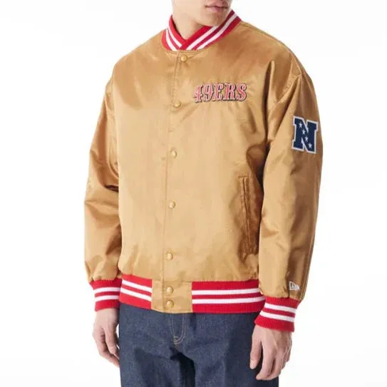 San Francisco 49Ers NFL Beige Satin Jacket For Men and Women