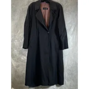 SANYO Carol Cohen Women's Vintage Black Solid Wool Two-Button Trench Coat SZ 2