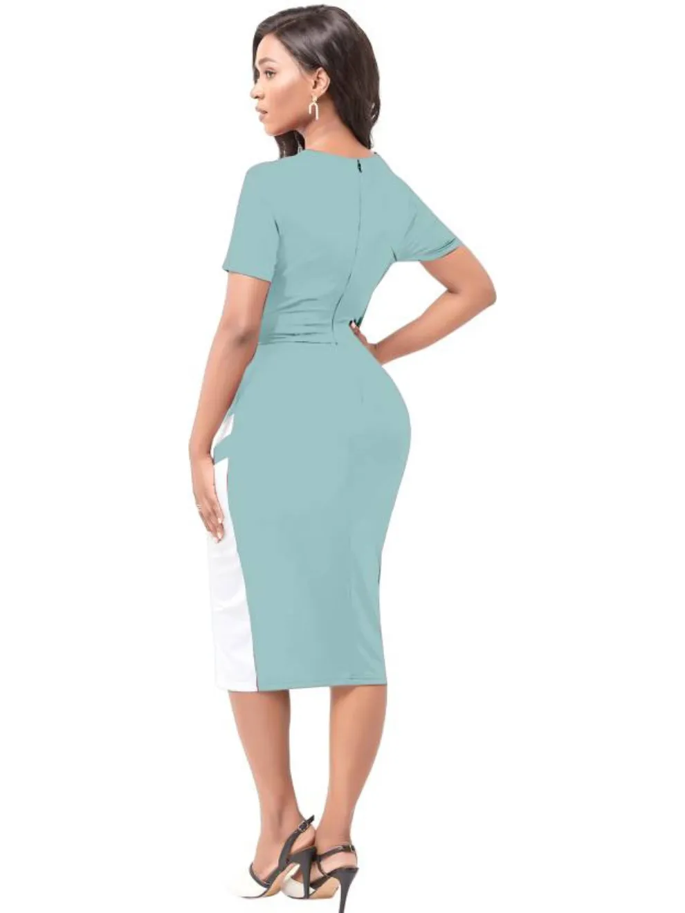 Sea Green Half Sleeve Bodycon Dress