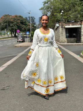 Simple Yellow Design Habesha Dress Modern Habesha Kemis Habesha Libs es00154