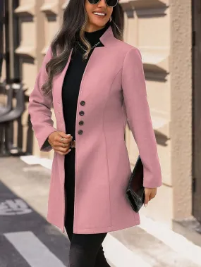 Single Breasted Solid Color Overcoat