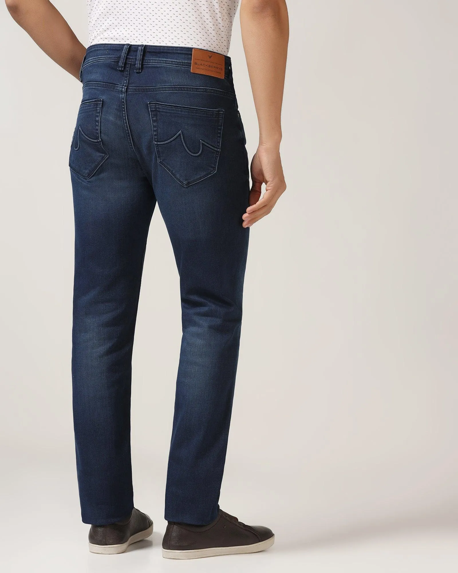 Slim Yonk Fit Indigo Blue Textured Jeans - Marcus