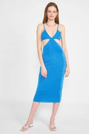 Spaghetti Strap Tie Back Midi Dress With Cutout