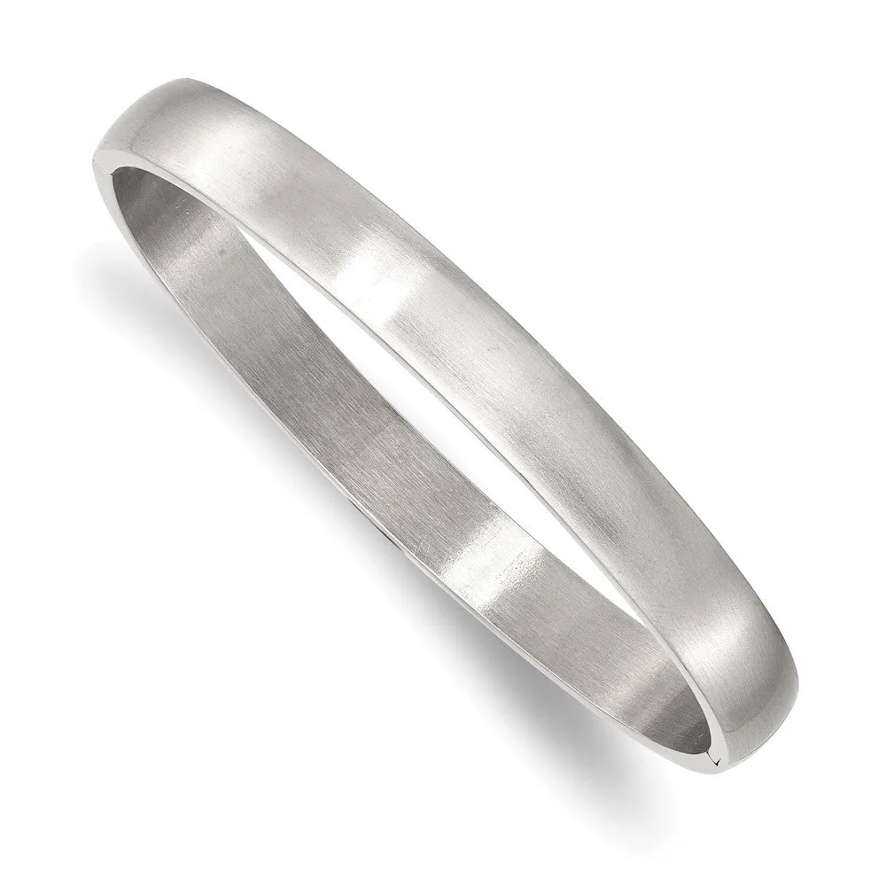 Stainless Steel Brushed and Polished 8mm Hinged Bangle