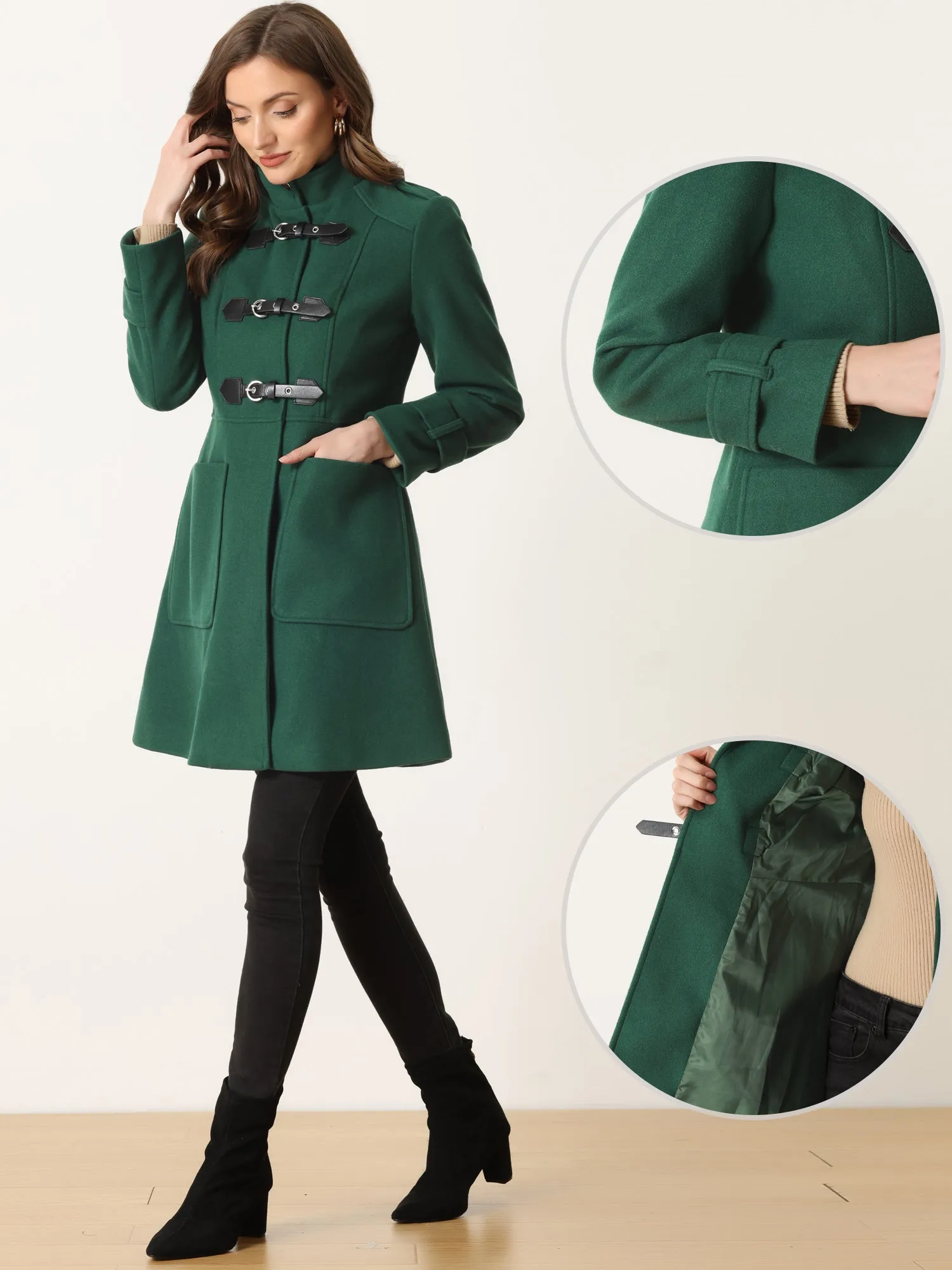 Stand Collar Coat Single Breasted Vintage Winter Outwear Coat