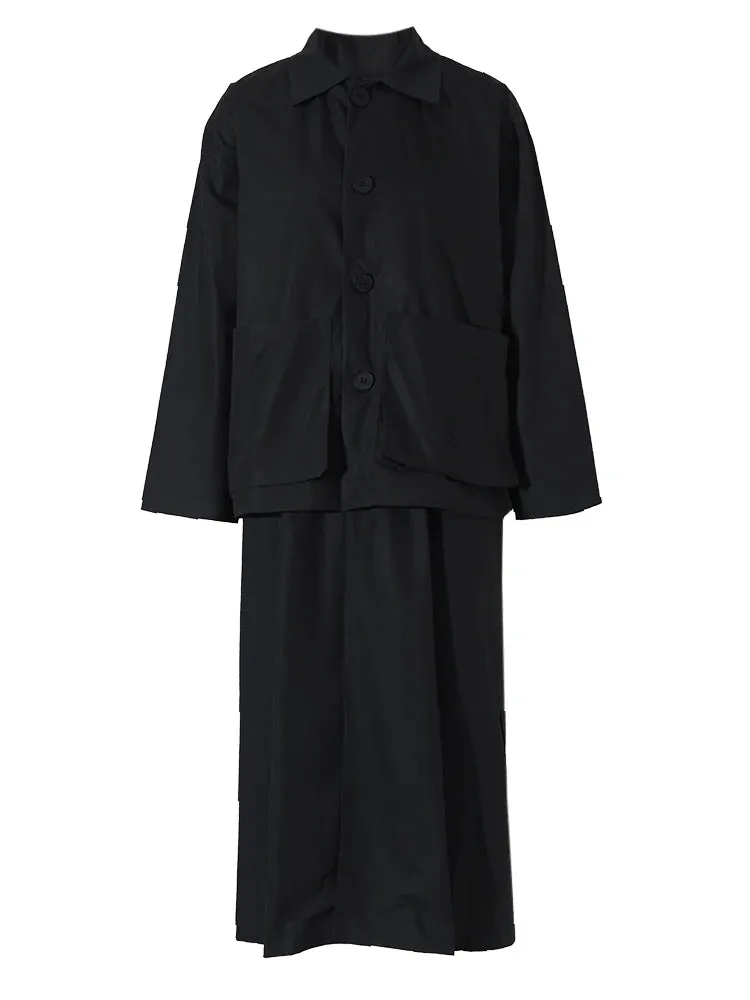 Statement Oversized Long Black Windbreaker