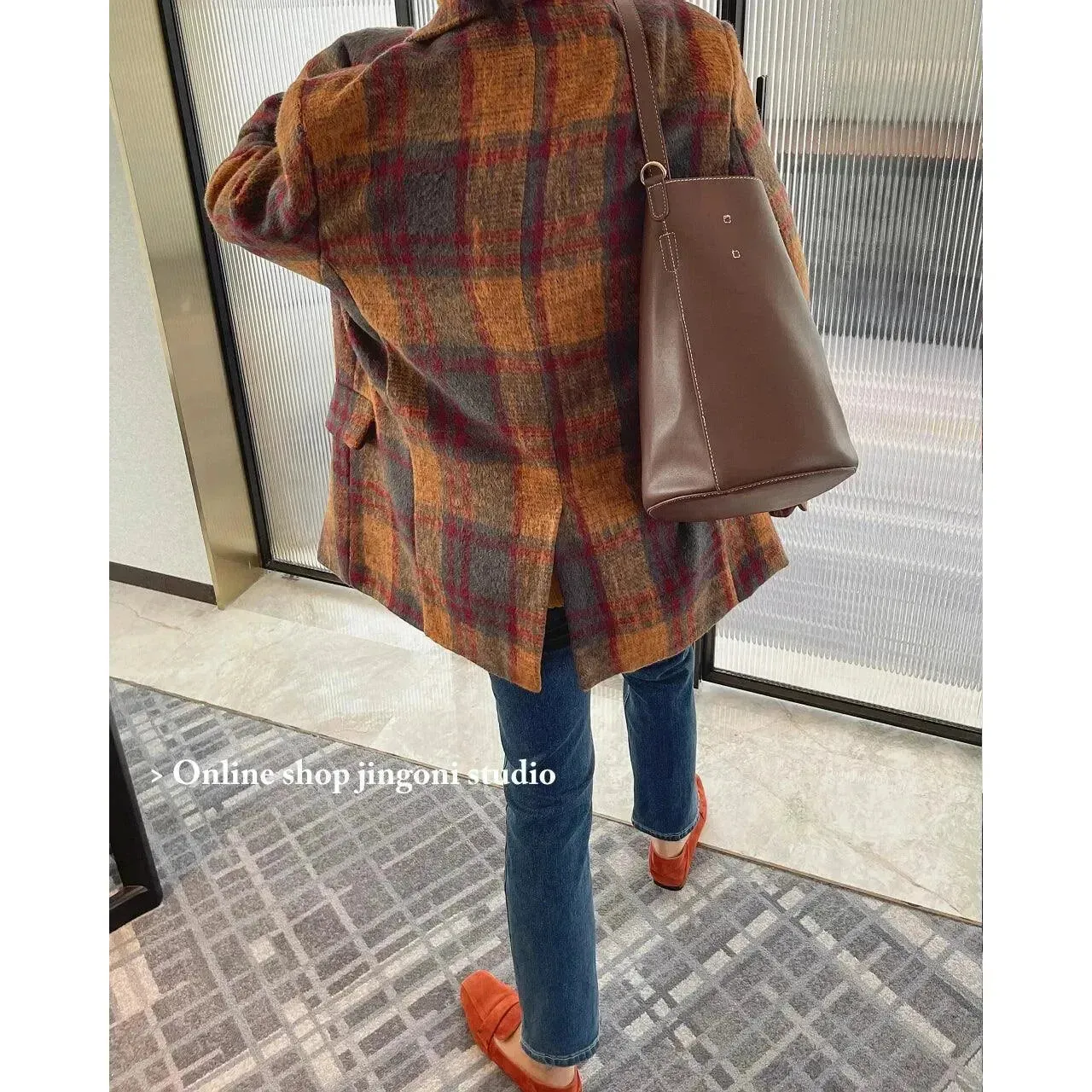 Trendy Plaid Loose Women Coat