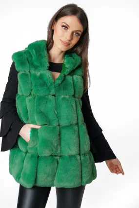 Ultra Soft Faux Fur Swing Hooded Gilet