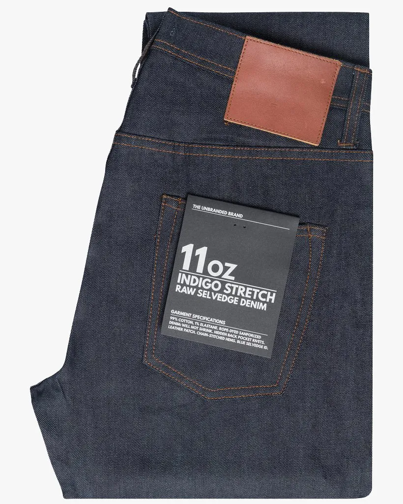 Unbranded UB622 Relaxed Tapered Mens Jeans - 11oz Indigo Stretch Selvedge