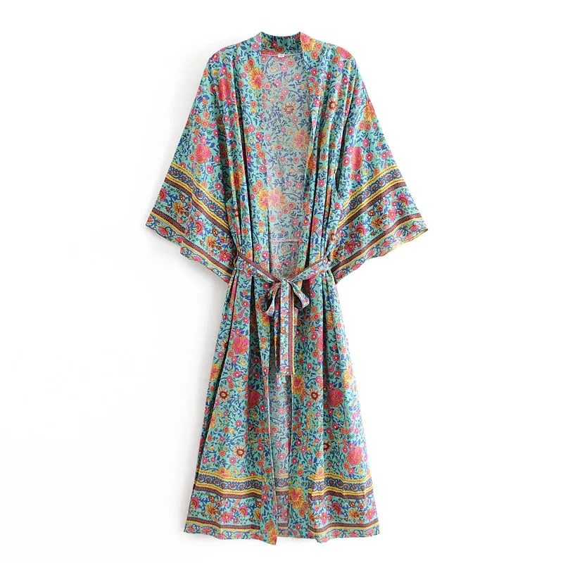 Vintage Floral Bohemian Kimono Robe