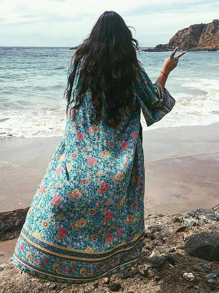 Vintage Floral Bohemian Kimono Robe