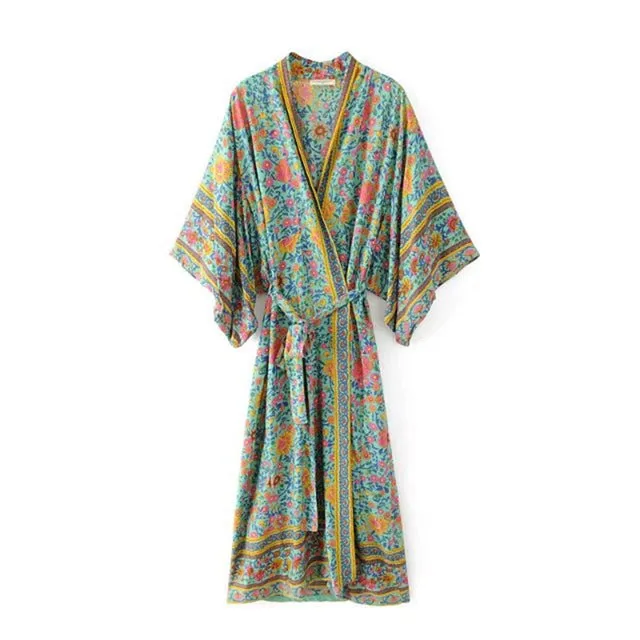 Vintage Floral Bohemian Kimono Robe