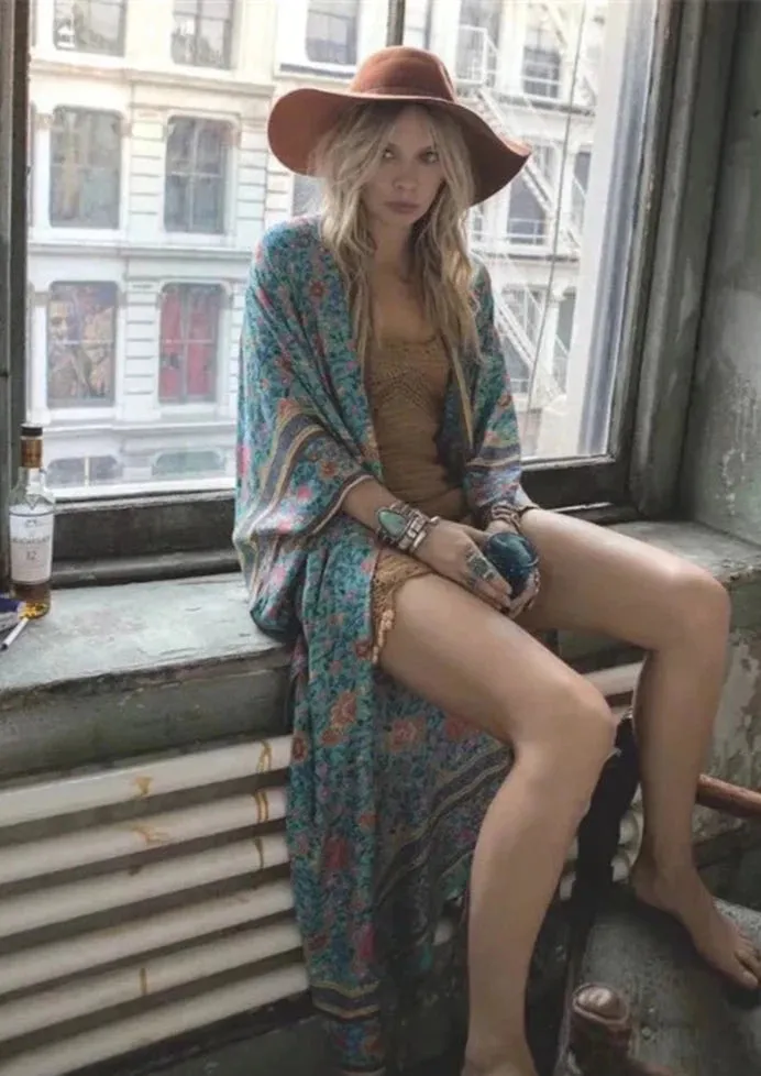 Vintage Floral Bohemian Kimono Robe