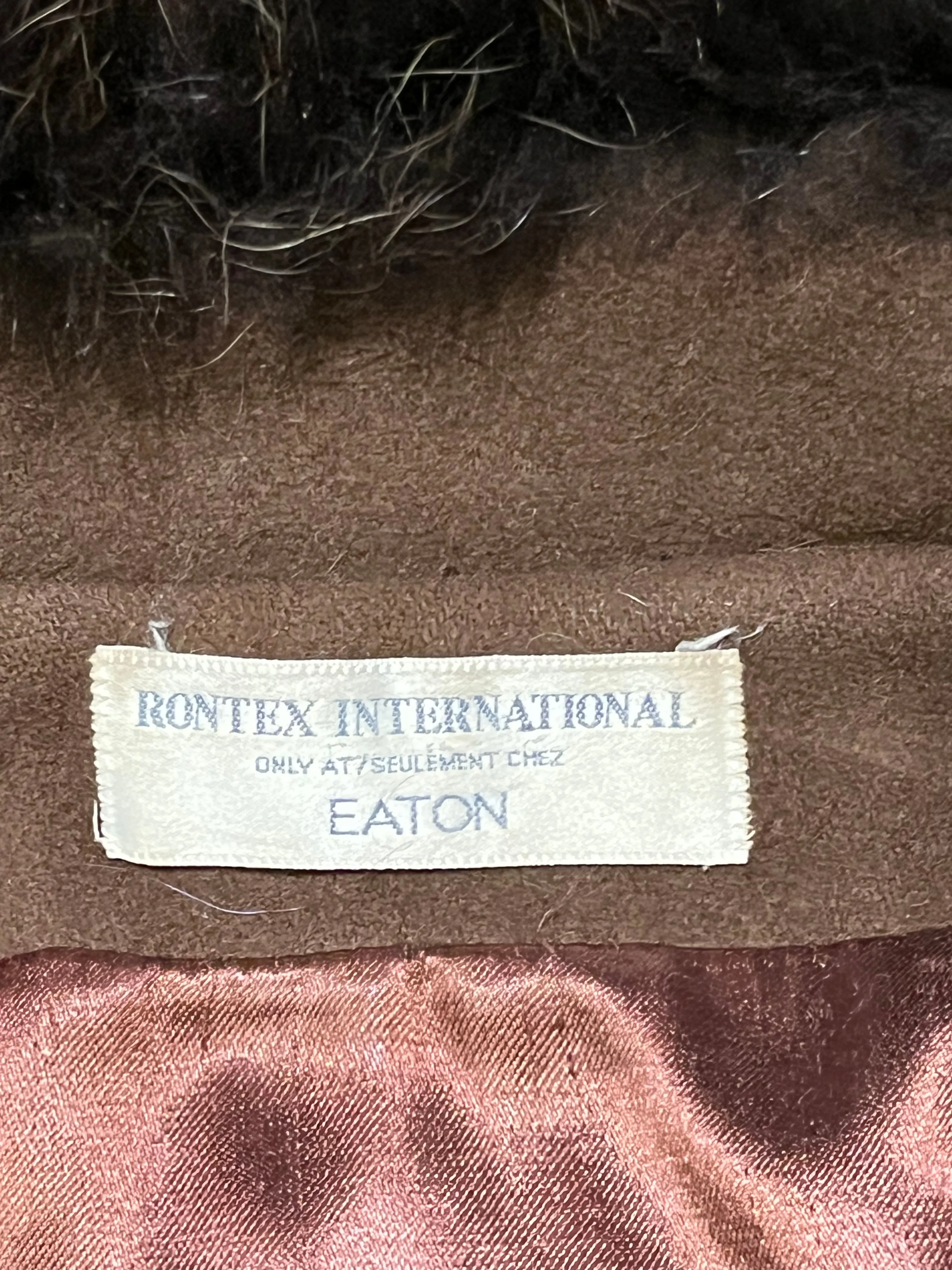 Vintage Rontex International for Eaton Brown Wool Swing Coat with Raccoon Fur Trim, Made in Canada, Chest 50”