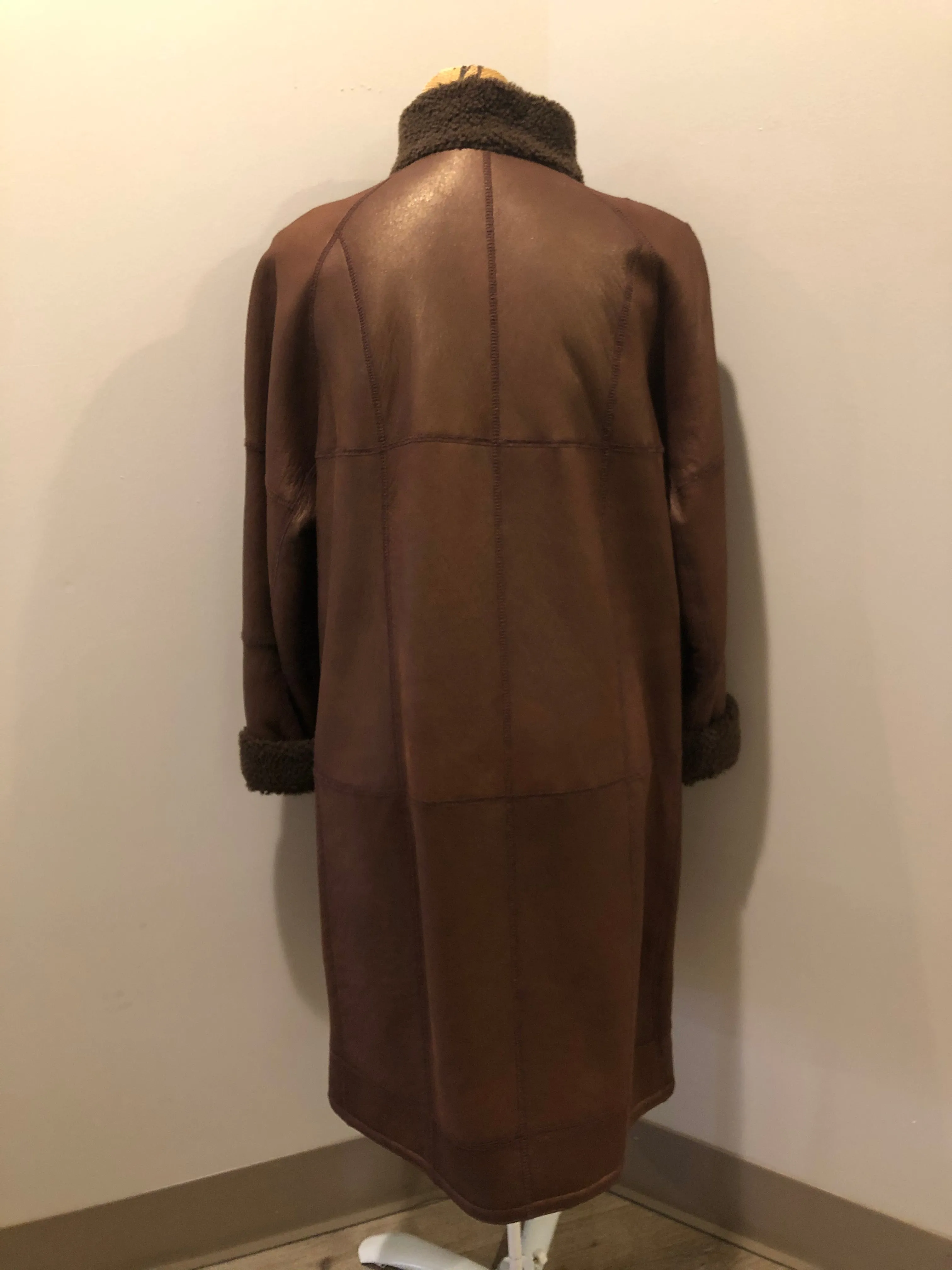 Vintage Rosa Mori Medium Brown Shearling Coat, Made in Canada