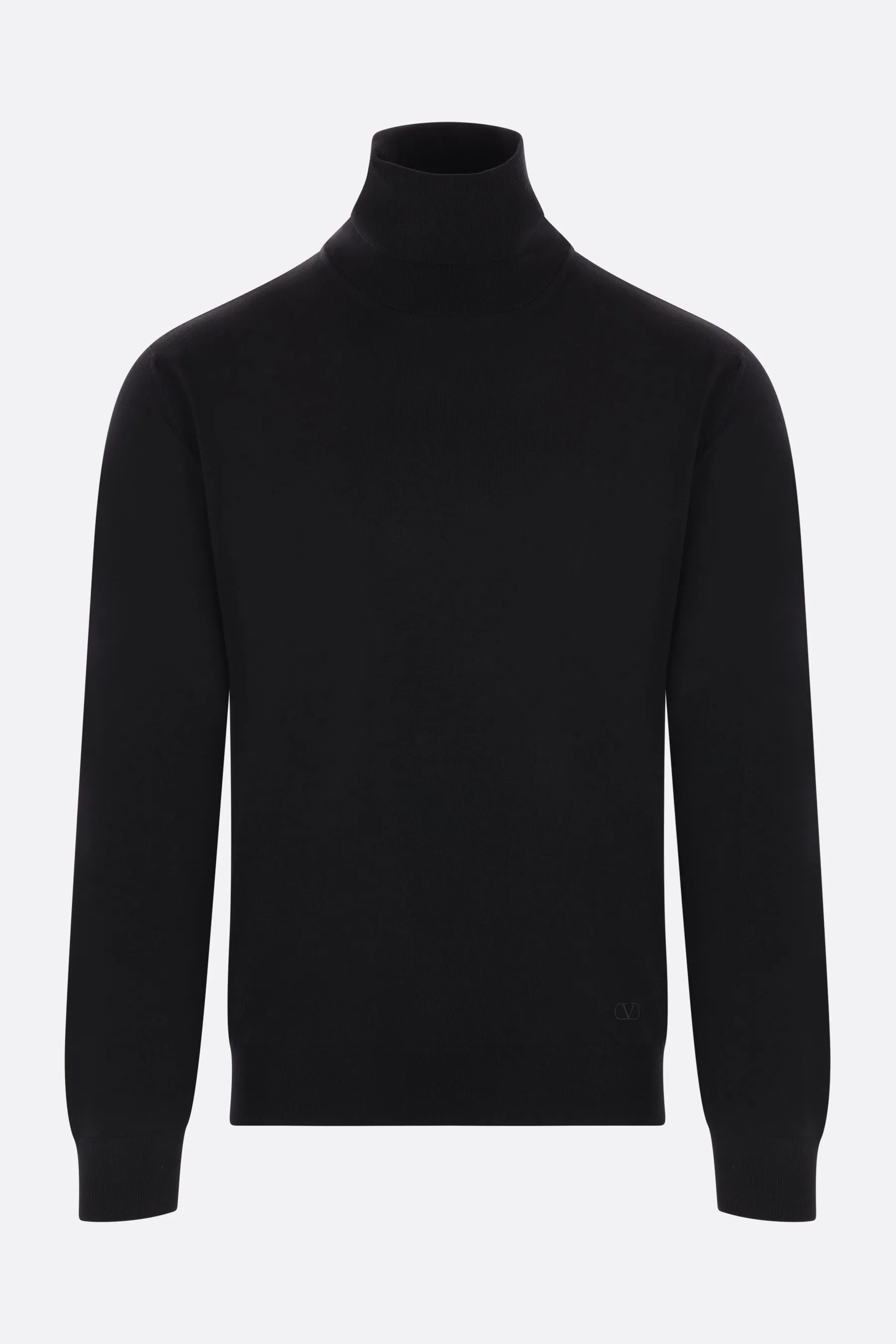 VLogo Embroidered Wool Turtleneck